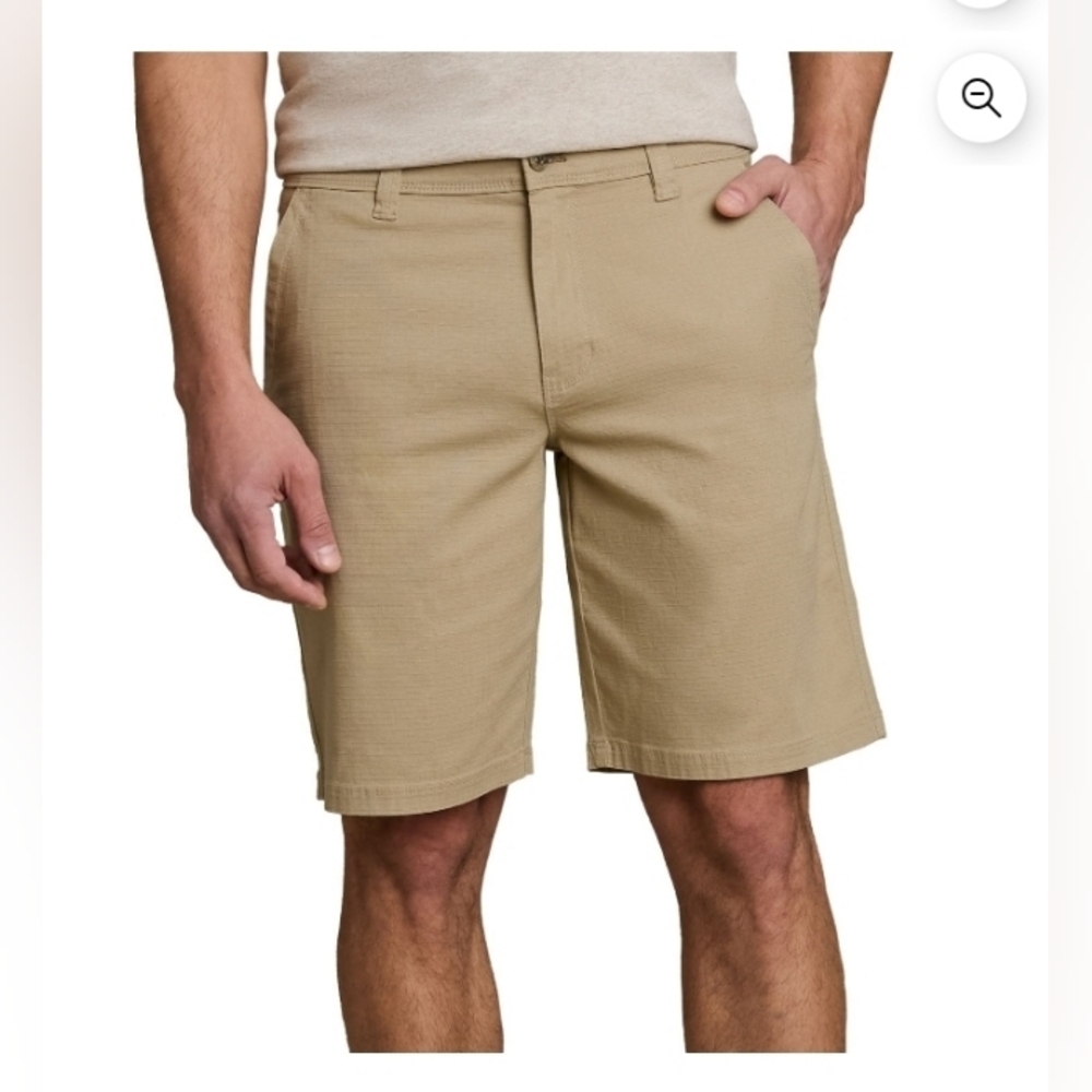 Men’s Ripstop Utility Shorts Tan Flex Waist Lightweight Casual
